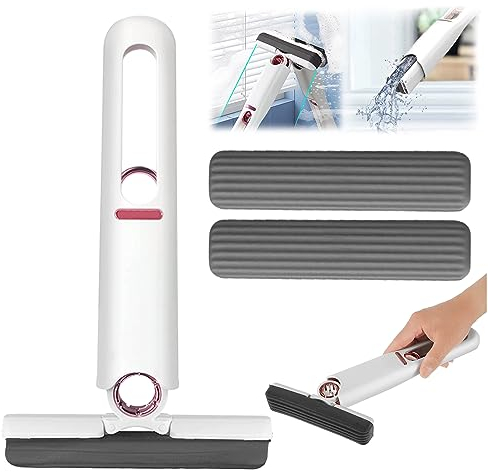 Mini Mop Portable Squeeze Mop,Handwaschbare Desktop,Wischmopp mit Auswringfunktion, Bodenwischer mit Auswringfunktion für Desktop Glas Badezimmer Küchen Tisch Badezimmer Küchen
