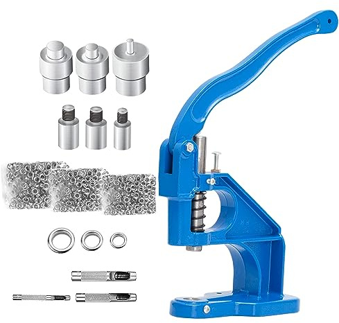 Emoshayoga Ösenpresse 1500 Ösen Ösenstanze Nietenpresse Druckknopfpresse Handpresse Set für Ösen Nieten Textilien und Leder (Blau)
