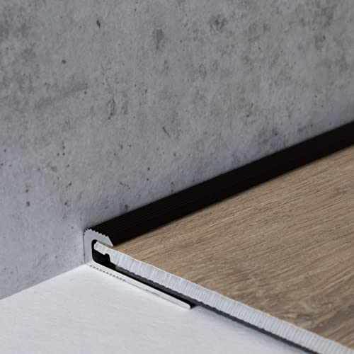 PROVISTON Profilo per bordatura e finitura, in alluminio, 30 x 5 x 1000 mm, bronzo scuro, profilo a incastro, listello di finitura, profilo per pavimento