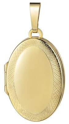 JEVELION Foto Medaillon für 2 Bilder 333 Gold Bilder Amulett oval zum Öffnen für Damen mit Kette und Schmuck-Etui