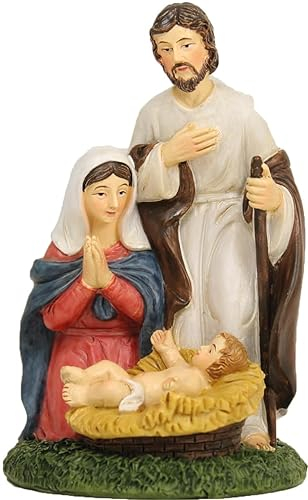 FADEDA Hlg. Familia - Bloque de 7 cm de altura, 7 cm de altura, pintado a mano, figuras de belén detalladas, decoración de mesa de Navidad, accesorios para belén