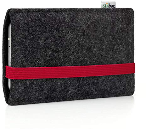 stilbag Handyhülle Leon für Samsung Galaxy S23 FE | Smartphone-Tasche aus Filz | Handy Schutzhülle | Handytasche Made in Germany (Rot - Anthrazit)