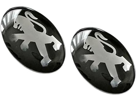2 Stück Aufkleber 11mm Diameter für Peugeot-Auto. Sticker mit Emblem. Mit einem transparent Silikonshutz (11mm schwarz)