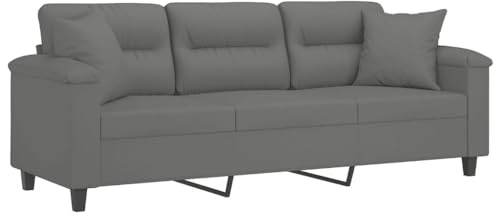 vidaXL 3-Sitzer-Sofa mit Kissen Dunkelgrau 180 cm Mikrofasergewebe
