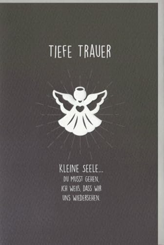 Skorpion Trauerkarte zur Anteilnahme: Hoffnungsvoller Engel - Beileid und Trost mit stilvollem Spruch für Gedenken und Seelenfrieden - mit Umschlag