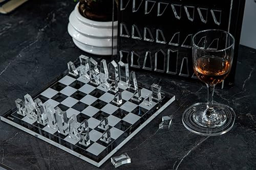 Schachspiel - Luxus aus Acrylglas -Acrylglas Deko - Brettspiel - EIN königliches Spiel für kluge Köpfe - 3 TLG.