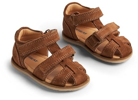 Wheat unisex barn stängd sandal Baya äkta läder lära-gå-sko, 9002 konjak, 22 EU