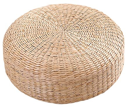 Duiaynke Cuscino da pavimento in paglia intrecciata, realizzato a mano, in rattan, comodo per casa, soggiorno, cortile, decorazione (40 x 20 cm)