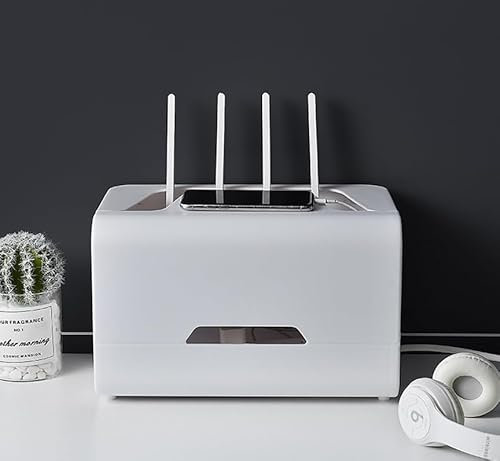 Kabelbox,Router Box,Wifi-Aufbewahrungsbox,Wlan Box Verstecken,Steckdosenbox Kabelsammler Aufbewahrungsbox FüR KabelfüHrungs Ladekabel Aus ABS Kunststoff Mit BelüFtung,Aufbewahrungsbox,Set-Top-Box