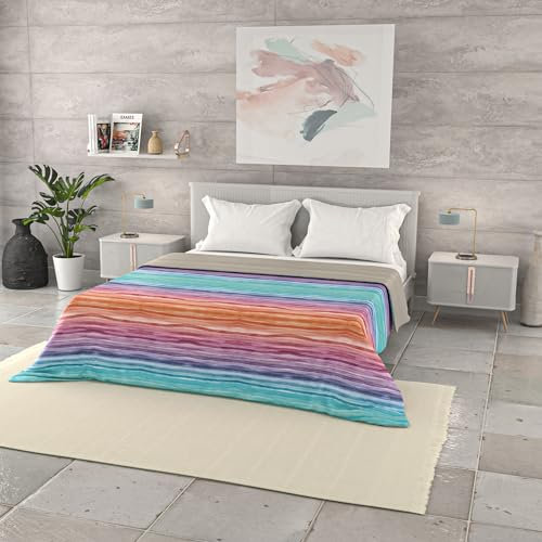Trapuntino Estivo Linea BASIC Made in Italy Copriletto Stampato in Morbida Microfibra - Trapunta Primavera Estate Mezza Stagione - Rainbow, Matrimoniale 250x240cm