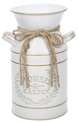 Kichvoe Jarrón De Metal Estilo Lechera Galvanizada Cubo Decorativo para Plantas Jarrón Rústico para Mesa Jardinería Arreglos Vegetales