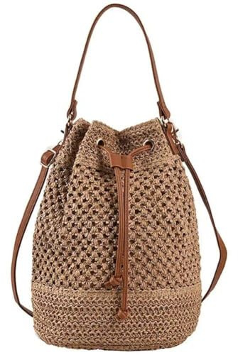Hrippy Sommer-handtaschen Aus Gewebtem Rattan, Damen-Stroh-umhängetasche, Kordelzug, Stroh-geldbörse, Strand-Schultertasche, Handtaschen Für Damen