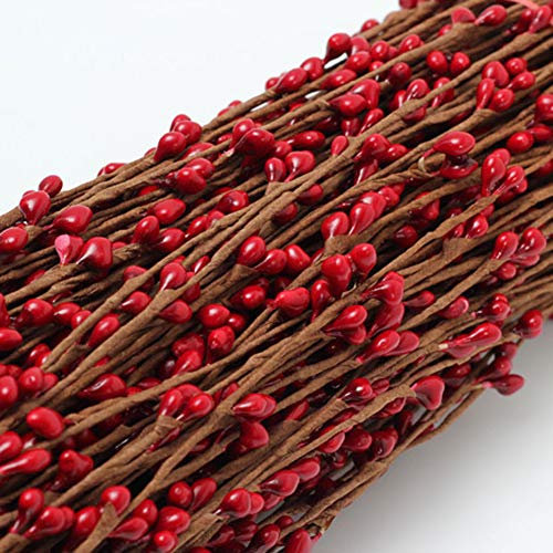 Xnferty 20 Stück Weihnachtsstiel mit Roten Beeren, 39,9 cm, Künstliche Burgunderrote Beeren-Picks, Künstliche Winterblumen, Künstliche Rote Beeren, Stechpalme, Weihnachten für Weihnachtsbaum,(#1)