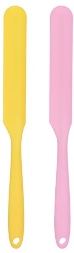 QUARKZMAN 2Pcs Spatule en Silicone 9,45 Raclette Réutilisable Antiadhésive Flexible pour Résine Époxy Peinture Liquide Arts Bricolage, Rose/Jaune