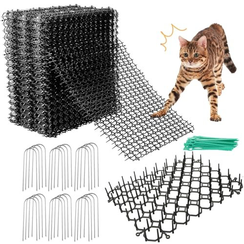 LOPYXBR 24 Stück Dornengitter Gegen Katzen, 15x20 cm Katzenabwehr Spikes Anti Katzen Matte mit Spikes, Katzenabwehr Matte Tier Barriere Katzenschreck Gitter for Anti Cat Indoor Outdoor Garden