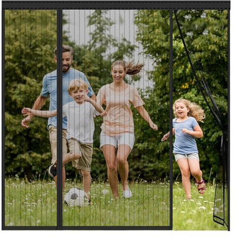 ZYXYMY Moustiquaire Porte Fenetre Magnétique,Moustiquaire Porte,Moustiquaire Baie Vitree Coulissante,Rideaux Toile Insect Ecran,Magnétique Moustiquaire Porte,Aucun Perçage Requis,120x180cm,Noir
