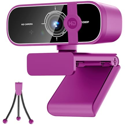 ISKOVI Cámara web C28 1080P con cubierta de privacidad y soporte de trípode, cámara de PC con micrófono con cancelación de ruido, corrección automática de luz, Plug and Play, cámara web para