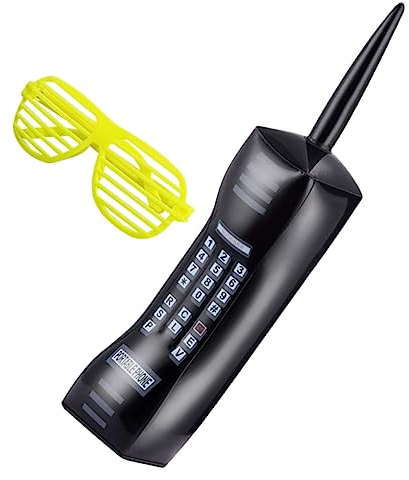 Toyvian Vintage-brillenset Aus Kunststoff Aufblasbares Handy-set Großes -telefon Für Partys Und Veranstaltungen Der 80er/90er Jahre Zufällige Farbe