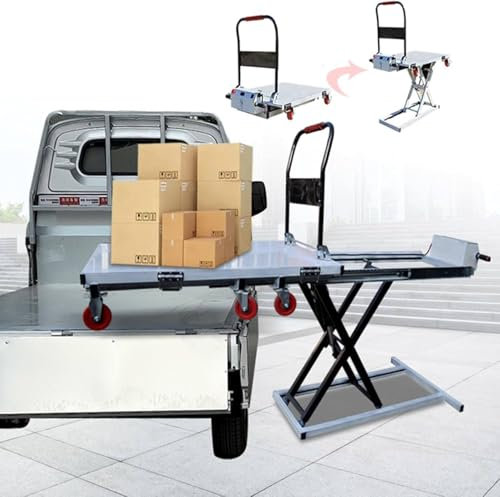 YANGYMM Carrello Elevatore Idraulico, Tavolo Elevatore Idraulico, Tavolo Elevatore Idraulico Forbice con 4 Ruote, Camion Pianale con capacità Carico di 300 kg, Adatto per Trasporto Carico Materiali