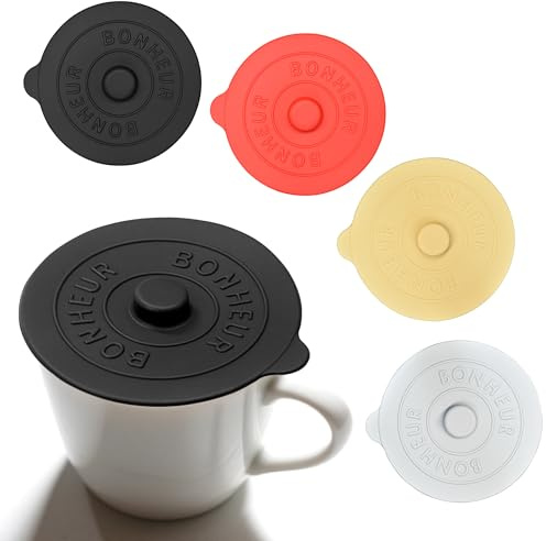 4 Pcs Silicone Lids, Universal Drink Cup Cover, Food Glass Cup Covers, Mug Lid for Home Outdoors Mug Coffee Glass Tea Cup, Mug Cover, Silicone Cup Cover, Re-usable Dust Teacup Lid