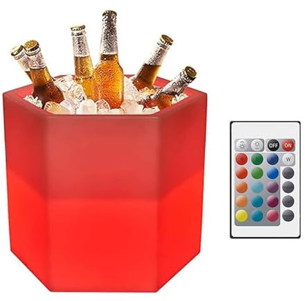 XDTKJDZ Ice Buckets for Parties, Light Up Ice Bucket Serving Tray, 3 Brightness Adjustment, 16 RGB Light Colors, 4 Atmosphere Modes, W/Remote Control, for Parties, Celebrations, Outdoor Gatherings