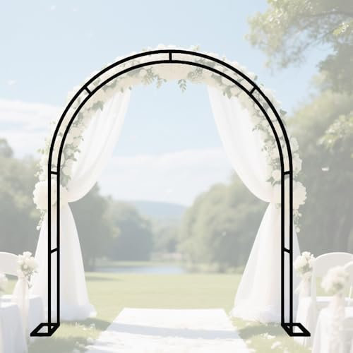 AJTXCSFOQL Metal Arco de Jardín 260 280 240 180 120 400 cm Soporte para Rosas Plantas Trepadoras Enredaderas,Pérgola Exterior Eventos Decoración con Base Sólida(Black,260 x 230 x 40 cm)