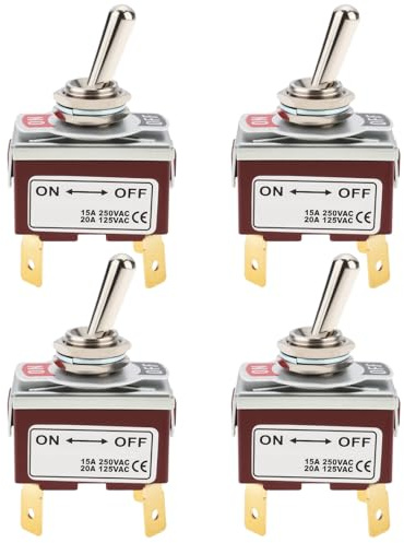 OTOTEC 4 Stück 4-poliger Kippschalter mit 2 Anschlüssen 15 A 250 V Boot DPST EIN/AUS Geeignet für Autos Boote Yachten Und Seeschiffe