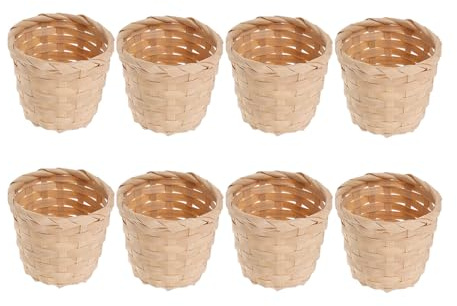 Docache 8 Stücke Mini-Körbe für Süßigkeiten und Sukkulenten Blumentopf Kaktus Topf Pflanzkorb Obstkorb Dekorationen Rattan Korb Geflochtener Blumenkorb (Klein)