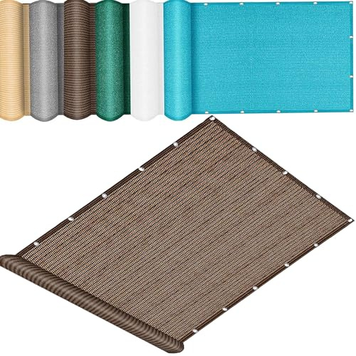 QINLIQIN Balkonverkleidung 190 x 215 cm Balkon Markise Camping Stoff Blickdichte Windschutz Und Uv-Schutz mit Befestigungsschnur Kabelbinder für Terrasse, Garten, Braun