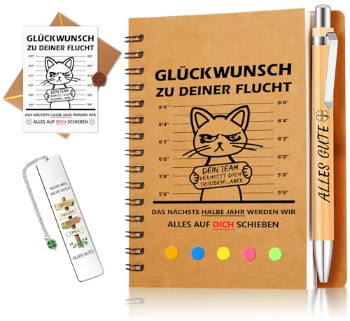WenmthG Abschiedsgeschenk Kollegen Jobwechsel, 4 Stück Kollegen Abschiedsgeschenk Notizbuch mit Spruch, Abschied Kollege Kollegin - Renteneintritt, Ruhestand, Jobwechsel Geschenk
