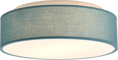Madera Nieve Plafón de Techo Redondo de Tela 38 cm, Pantalla Textil con 2 Casquillo E27 (40W máx.) Lámpara de Techo para Salón, Dormitorio, Pasillo o Habitación Infantil,Sin bombilla (Azul ceniza, 38)
