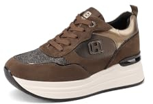 QUEEN HELENA Sneakers Platform Scarpe da Ginnastica con Zeppa Donna X33-20 (Marrone, Sistema Taglie Calzature EU, Adulto, Donna, Numero, Media, 37)