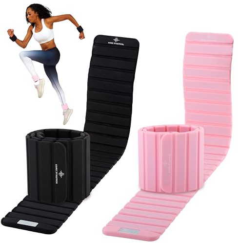 Premium Pink Wrist and Ankle Weights, Ultra-Thin Magnetic Design (Pair) For Men & Women. Sleek, Comfortable Design. 1kg. Ideal For Yoga, Pilates, Swimming, Running, Resistance Training.