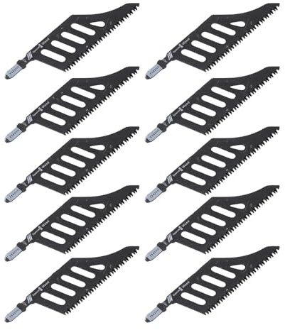 Jingyingtt Stichsägeblatt, extra lang, strapazierfähig, Dekupiersägeblätter, T-Schaft, feine, grobe Zähne, for Holz, Aluminium, enge Stellen, 2/5/10 Stück