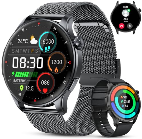 Smartwatch Uomo Donna Orologio Fitness: Effettua o Risposta Chiamate 1.43 Orologio Smartwatch Contapassi Cardiofrequenzimetro Sonno 120+ Modalità Sportivo Fitness Tracker IP68 Smart Watch Android iOS