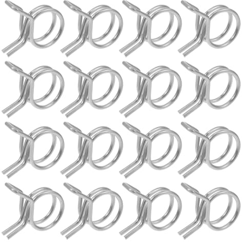 NUOBESTY 100pcs 304 Stainless Steel Double Wire Hose Spring Clamps Leak-proof Clips for Garden Watering 7mm Inner Diameter Pipe Connectors Sturdy Hose Fasteners