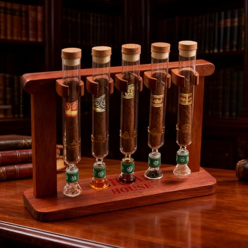 Exquisite Cigar Aromatherapy Glass Tubes with Base - Perfect for DIY Humidors, Travel Storage, and Humidor Conservation - Stylish Cigar Humidor Accessories