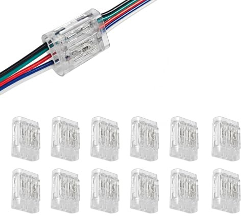 12 Stück 4-poliger Kabelverbinder,Lötfreie Schnellverbinder für Draht-zu-Draht 0.35–0.5 mm² (AWG22-20),4P Elektro Steckverbinder,Durchgangsverbinder,Kabelklemmen Elektro Verbindungsklemme
