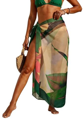 Women's Beachwear Sarongs Cover Ups High Slit Printed Wrap Swimwear Skirt Bikini Cover Up for Ladies Summer Vacation