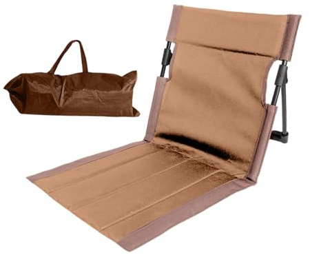 LRXFPIYF Cojín de Asiento con Bolsa de Transporte, Silla de Suelo con Respaldo, Almohadilla de Silla Plegable para Senderismo, Trekking, Pesca, conciertos y, MarrÓn