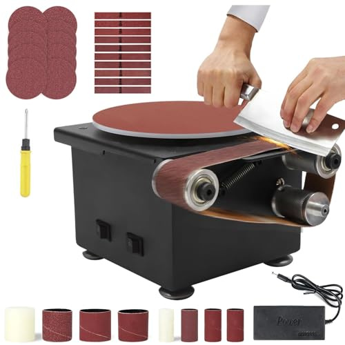 Mini Belt and Disc Sander with Adjustable Speed for Woodworking, Metal and Stone Grinding