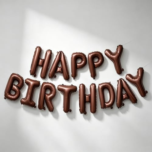 Dark Brown Birthday Balloons - 16 Inch Elegant Foil Letter Balloons Set for Adult Birthday Party Decorations, HAPPY BIRTHDAY Sign