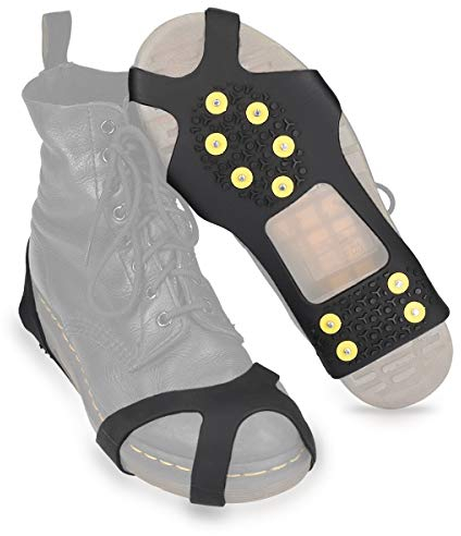 Navaris Mikro-Spikes für Schuhe - Silikon Mikro Schuhspikes mit 10 Metall Stollen - Schnee EIS Wandern Sport - Schuhkrallen für Damen Herren Kinder