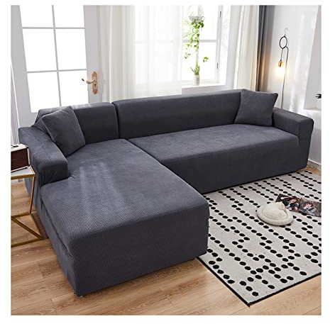 JHLD Sofaüberwurf L Form, Hohe Elastizität Sofabezug Abwaschbar Mode Sofa Abdeckung Für Wohnzimmer Pet-J-Large + Large