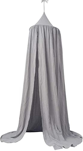 LINONI Baby Baldachin Betthimmel Chiffon Hängende Rund Moskitonetz für Babys Bett, Spielzelte, Kinderzimmer Höhe 240 cm Saumlänge 260cm (Grau)