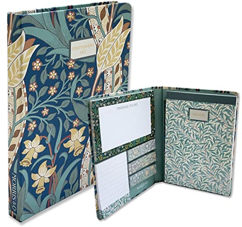 LaCyan William Morris Haftnotizen Ordner – A5 Notizblock, Haftnotizen, Bleistift – Organizer Geschenk