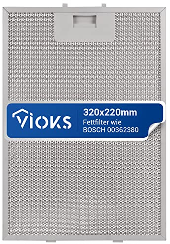 VIOKS Dunstabzugshaube Filter Metall 320x220mm Ersatz für Bosch 00362380 Fett Filter Dunstabzugshaube Metallfilter/Siеmens Filtеr Dunstаbzugshaube