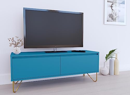 DecoInParis Meuble TV XXL 1 tiroir 1 Porte Bleu Canard Darina