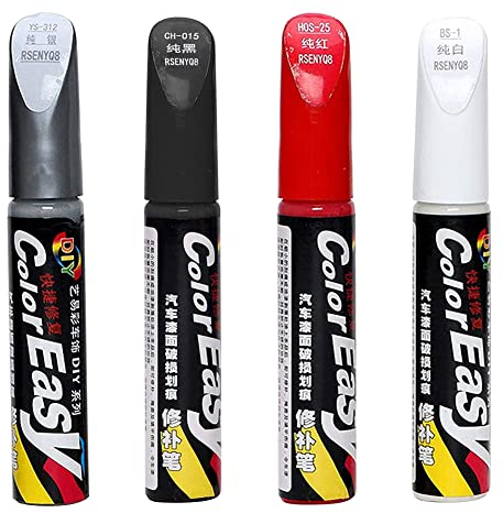 Auto Lackstift Lackreparaturstift Auto Reparatur Lack Auto Pinsel, Autolackstift Autokratzer Reparaturmittel Autolack Reparatur für Autos Reparaturwerkzeug,Lack Reparatur, Rot+Schwarz+Silber+Weiß