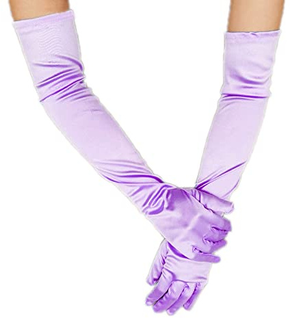 Classic Damen Handschuhe Lange, Elastisch Elegant 1920er Stil Abendhandschuh Satin Handschuhe, Gothic Opera Fest Party Hochzeit Braut Handschuhe für Festlich Faschingskostüme Karneval,Helles Lila